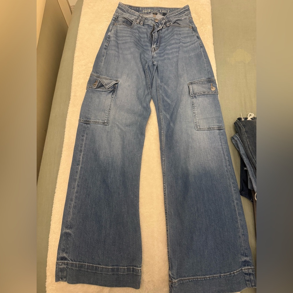 American Eagle Outfitters Denim Baggy Cargo Pocket Wide Leg